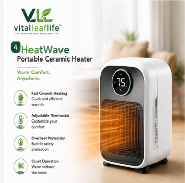 vitalleaflifeβ’ HeatWave Portable Ceramic Heater